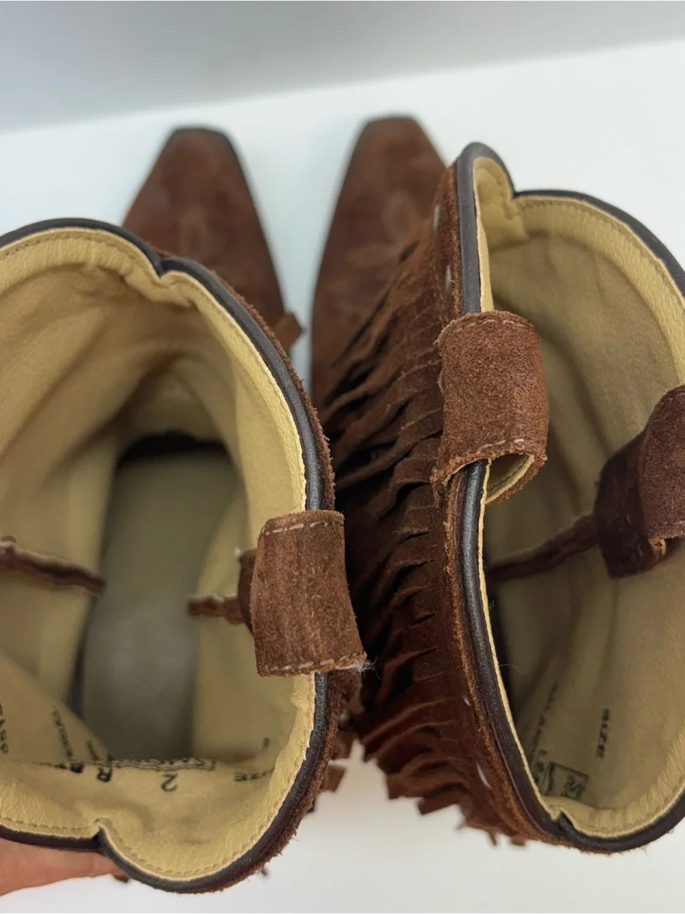 Smoky Mountain Cowboy Brown Leather Fringe Youth Boots Sz 2 Style 204575 Western